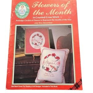 Flowers of the Month Counted‎ Cross Stitch Booklet Plaid Greta Goodstitch 07-12